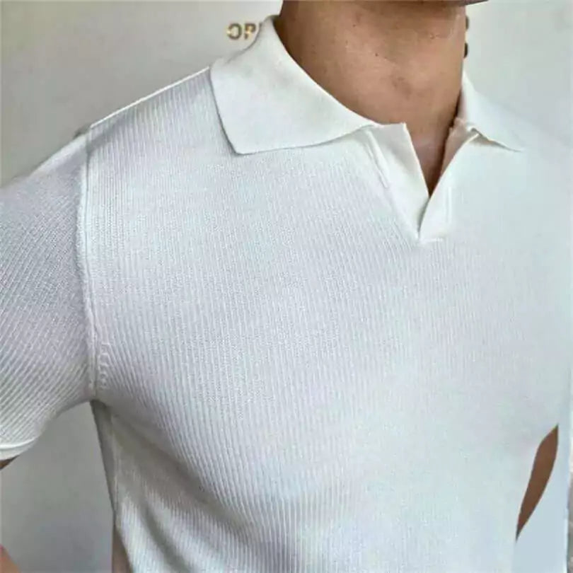 V-Neck Cotton Polo Shirt - Men's V-Neck Cotton Polo Shirt | Classic Masculine Style | Alex Shogun Alex Shogun Men's Clothes