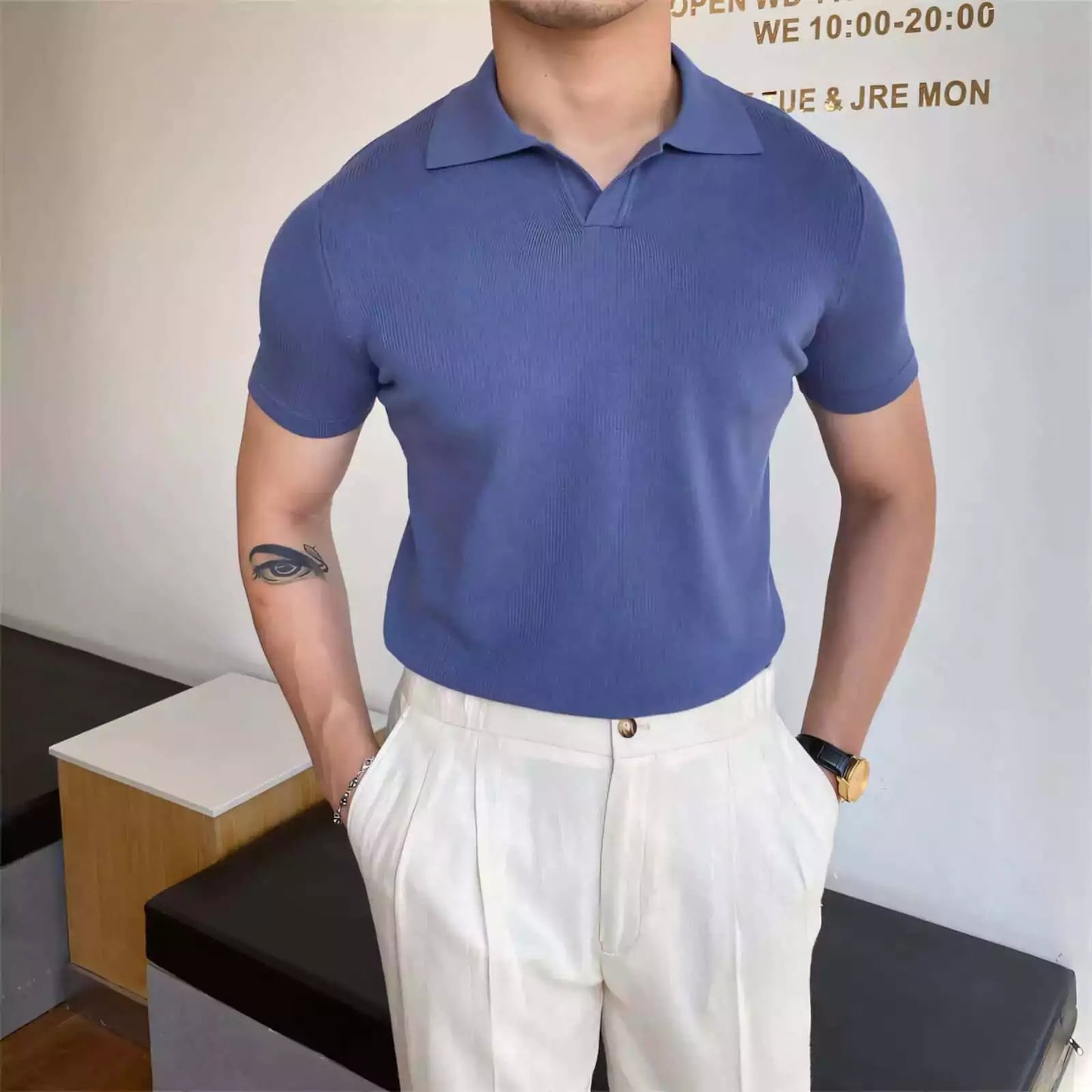 V-Neck Cotton Polo Shirt - Men's V-Neck Cotton Polo Shirt | Classic Masculine Style | Alex Shogun Alex Shogun Men's Clothes