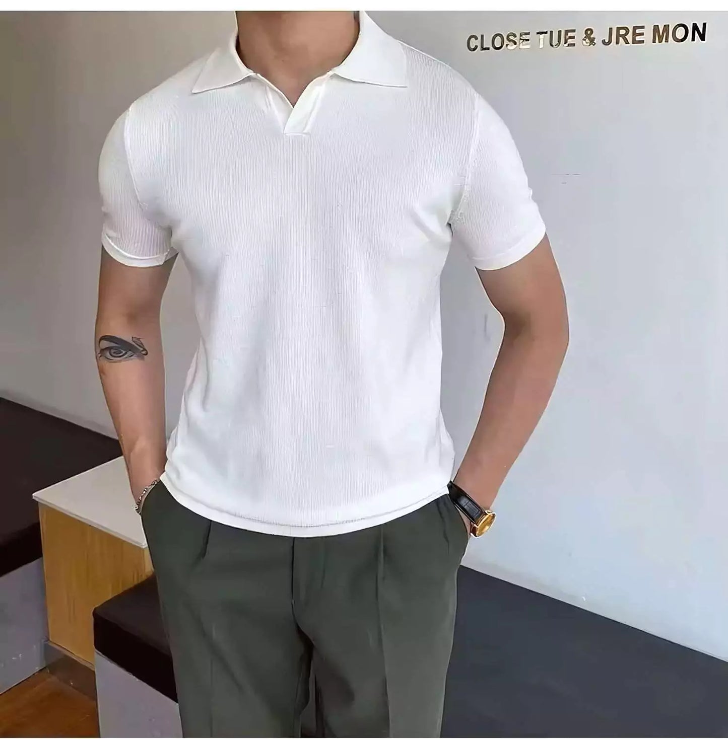 V-Neck Cotton Polo Shirt - Men's V-Neck Cotton Polo Shirt | Classic Masculine Style | Alex Shogun Alex Shogun Men's Clothes