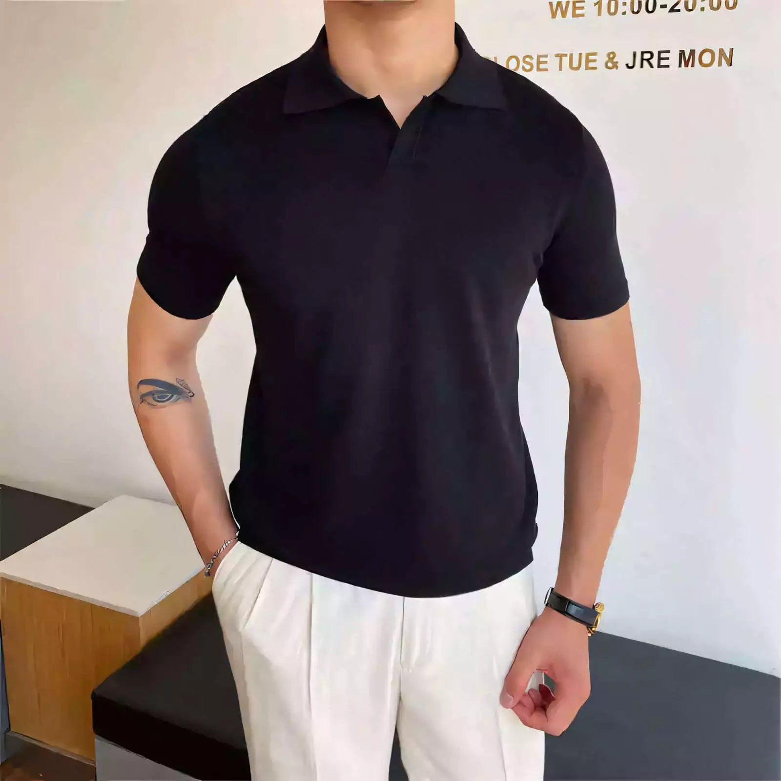 V-Neck Cotton Polo Shirt - Men's V-Neck Cotton Polo Shirt | Classic Masculine Style | Alex Shogun Alex Shogun Men's Clothes