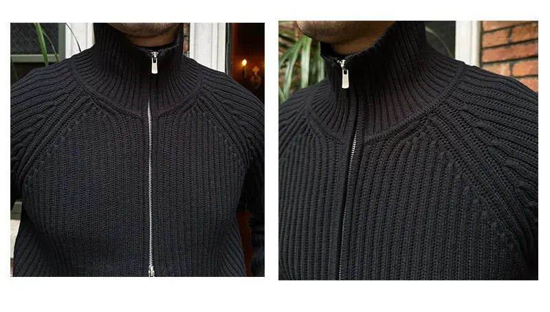 Vintage Luxe Ribbed Knit Jacket - Vintage Luxe Ribbed Knit Jacket | Men's Autumn & Winter Knitwear Alex Shogun Men's Clothes