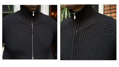 Vintage Luxe Ribbed Knit Jacket - Vintage Luxe Ribbed Knit Jacket | Men's Autumn & Winter Knitwear Alex Shogun Men's Clothes