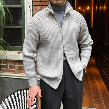 Vintage Luxe Ribbed Knit Jacket - Vintage Luxe Ribbed Knit Jacket | Men's Autumn & Winter Knitwear Alex Shogun Men's Clothes