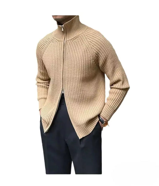 Vintage Luxe Ribbed Knit Jacket - Vintage Luxe Ribbed Knit Jacket | Men's Autumn & Winter Knitwear Alex Shogun Men's Clothes