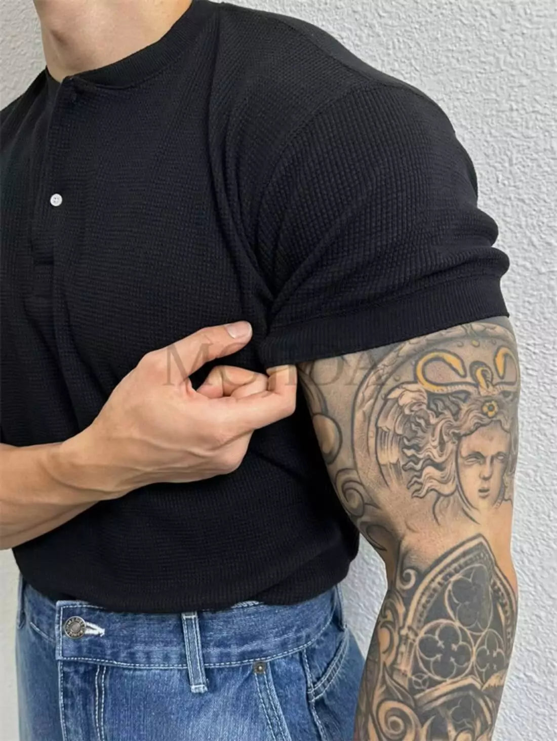 Waffle Knit Henley T-shirt - Men's Waffle Henley T-Shirt | Masculine Classic | Alex Shogun Alex Shogun Men's Clothes