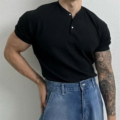 Waffle Knit Henley T-shirt - Men's Waffle Henley T-Shirt | Masculine Classic | Alex Shogun Alex Shogun Men's Clothes