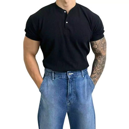 Waffle Knit Henley T-shirt - Men's Waffle Henley T-Shirt | Masculine Classic | Alex Shogun Alex Shogun Men's Clothes