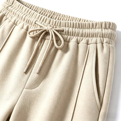Waffle Knit Tapered Trousers — Black / White / Khaki / Wine Red - Alex Shogun Men's Clothes