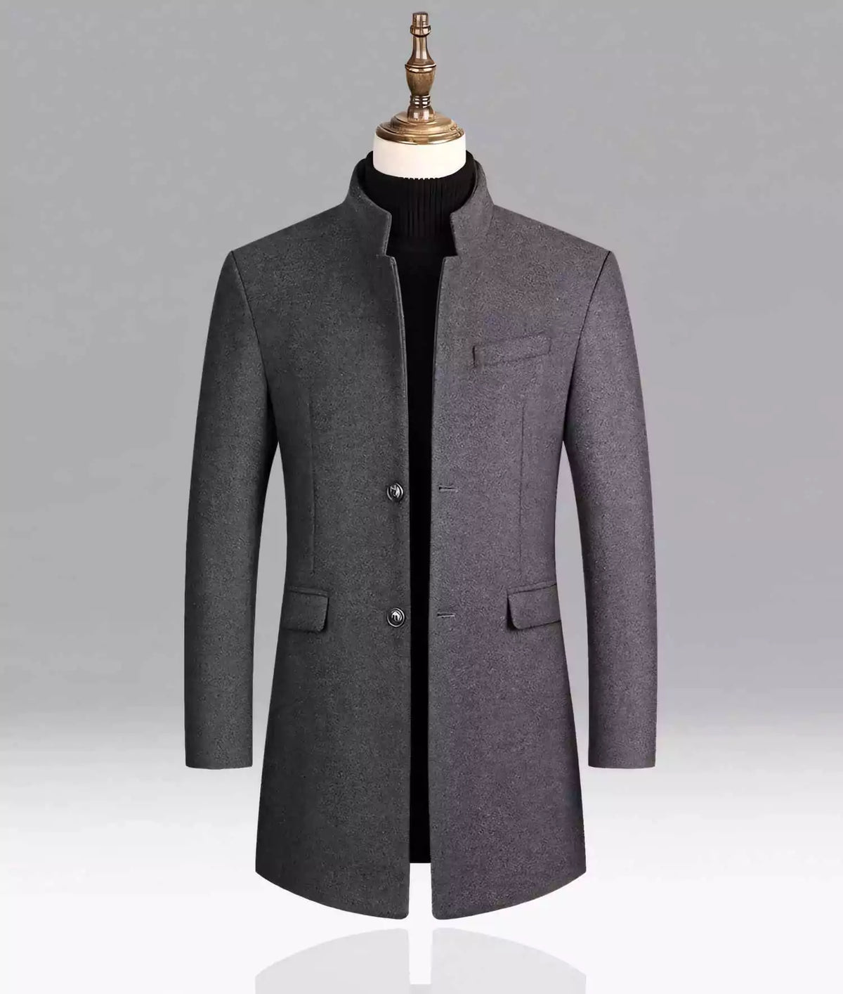Wool Stand Collar Coat - Alex Shogun Men's Clothes