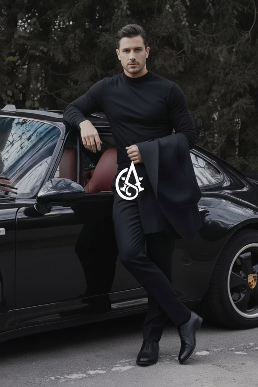 Men in Black Suit Outfit with brand AlexShogun