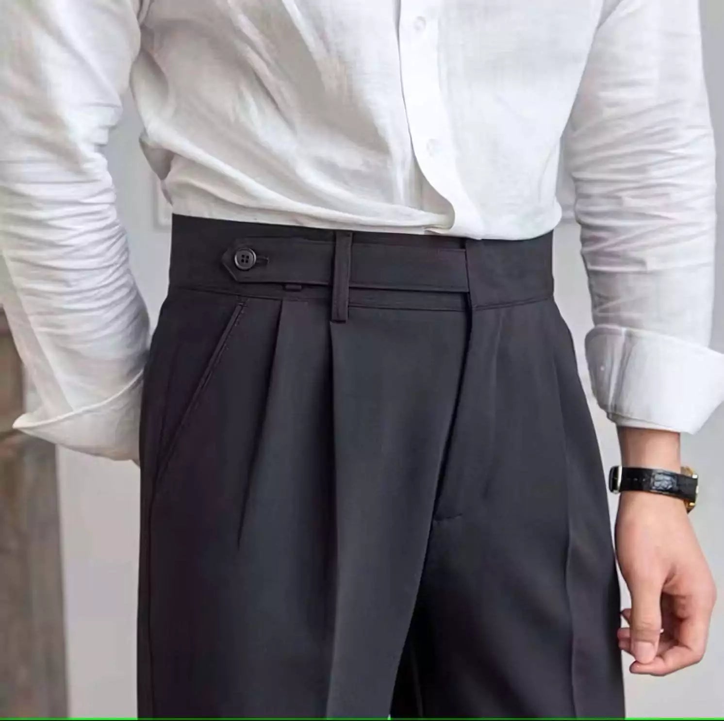 High-Waist Sterling Trouser - High-Waist Sterling Trouser: Classic Pleated Trousers for Men Alex Shogun Men's Clothes