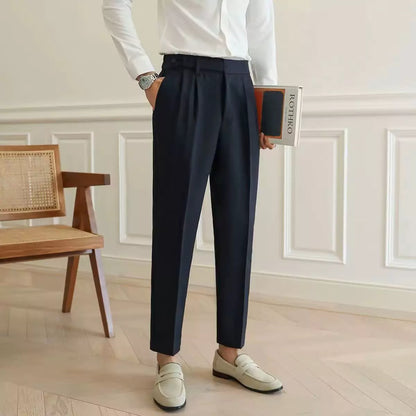 High-Waist Sterling Trouser - High-Waist Sterling Trouser: Classic Pleated Trousers for Men Alex Shogun Men's Clothes