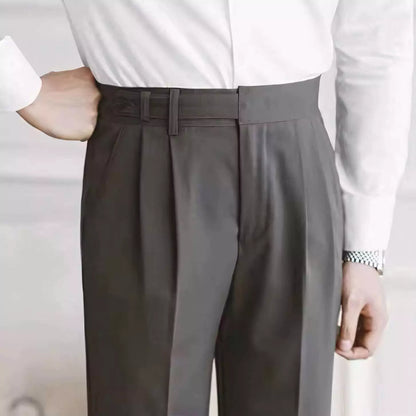 High-Waist Sterling Trouser - High-Waist Sterling Trouser: Classic Pleated Trousers for Men Alex Shogun Men's Clothes