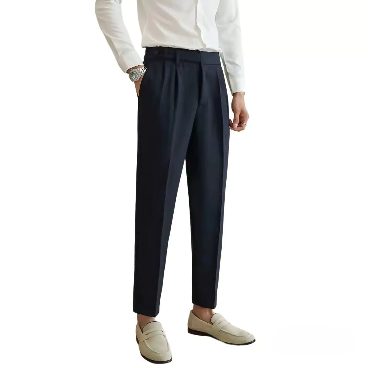 High-Waist Sterling Trouser - High-Waist Sterling Trouser: Classic Pleated Trousers for Men Alex Shogun Men's Clothes