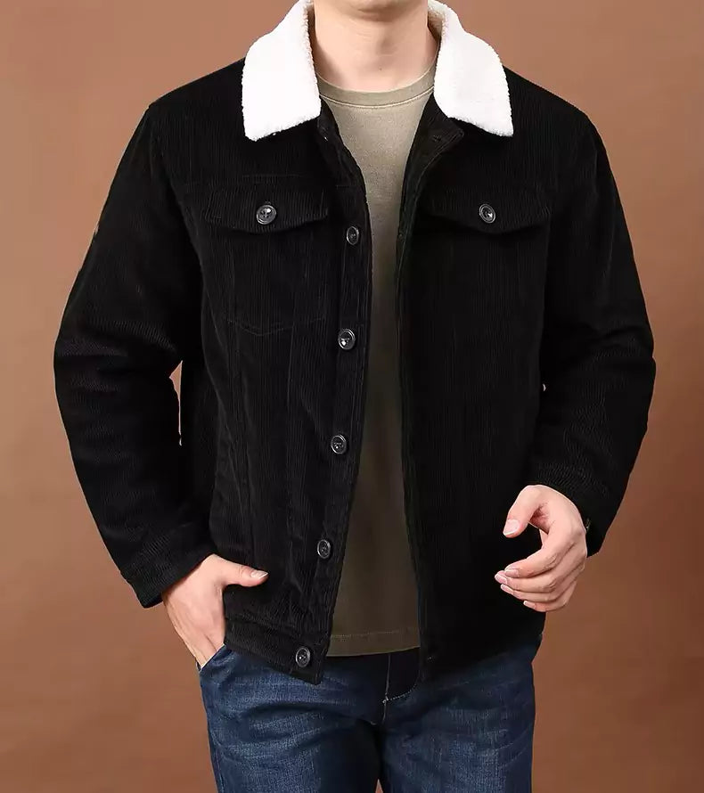 Men's Corduroy Bomber Jacket with Sherpa Lining - Men's Corduroy Bomber Jacket | Warm, Stylish, and Comfortable Alex Shogun Men's Clothes