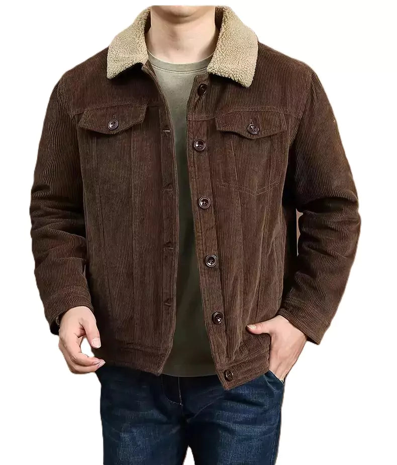 Men's Corduroy Bomber Jacket with Sherpa Lining -  #  Top Men's Corduroy Bomber Jacket | Warm, Stylish, and Comfortable 