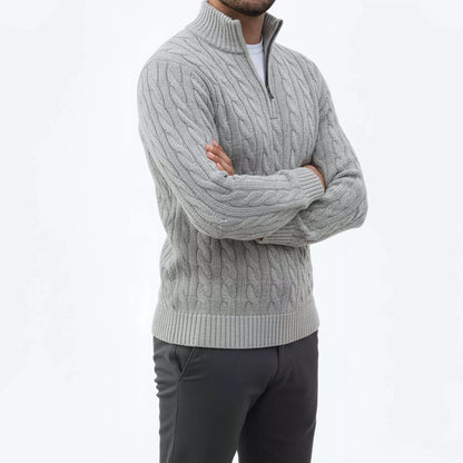 Cable Knit Quarter-Zip Sweater - Cable Knit Quarter-Zip Sweater Alex Shogun Men's Clothes