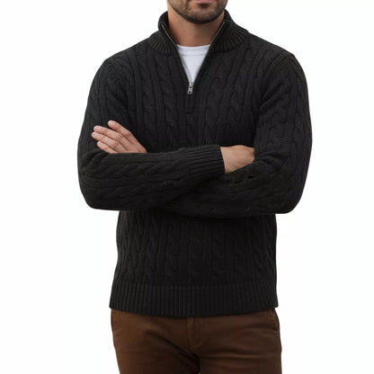 Cable Knit Quarter-Zip Sweater - Cable Knit Quarter-Zip Sweater Alex Shogun Men's Clothes