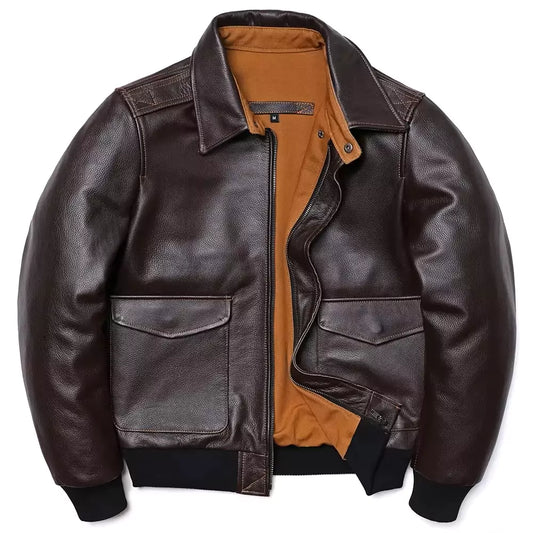 Classic A-2 Style Leather Bomber Jacket - Classic A-2 Leather Bomber Jacket for Men | Stylish & Durable Alex Shogun Men's Clothes