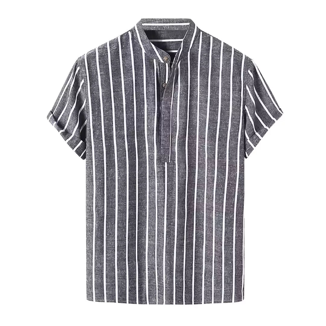 Coastal Linen Striped Short Sleeve Shirt -  #  shirt Men's Short Sleeve Linen Shirts: Coastal Striped - Old Money style 