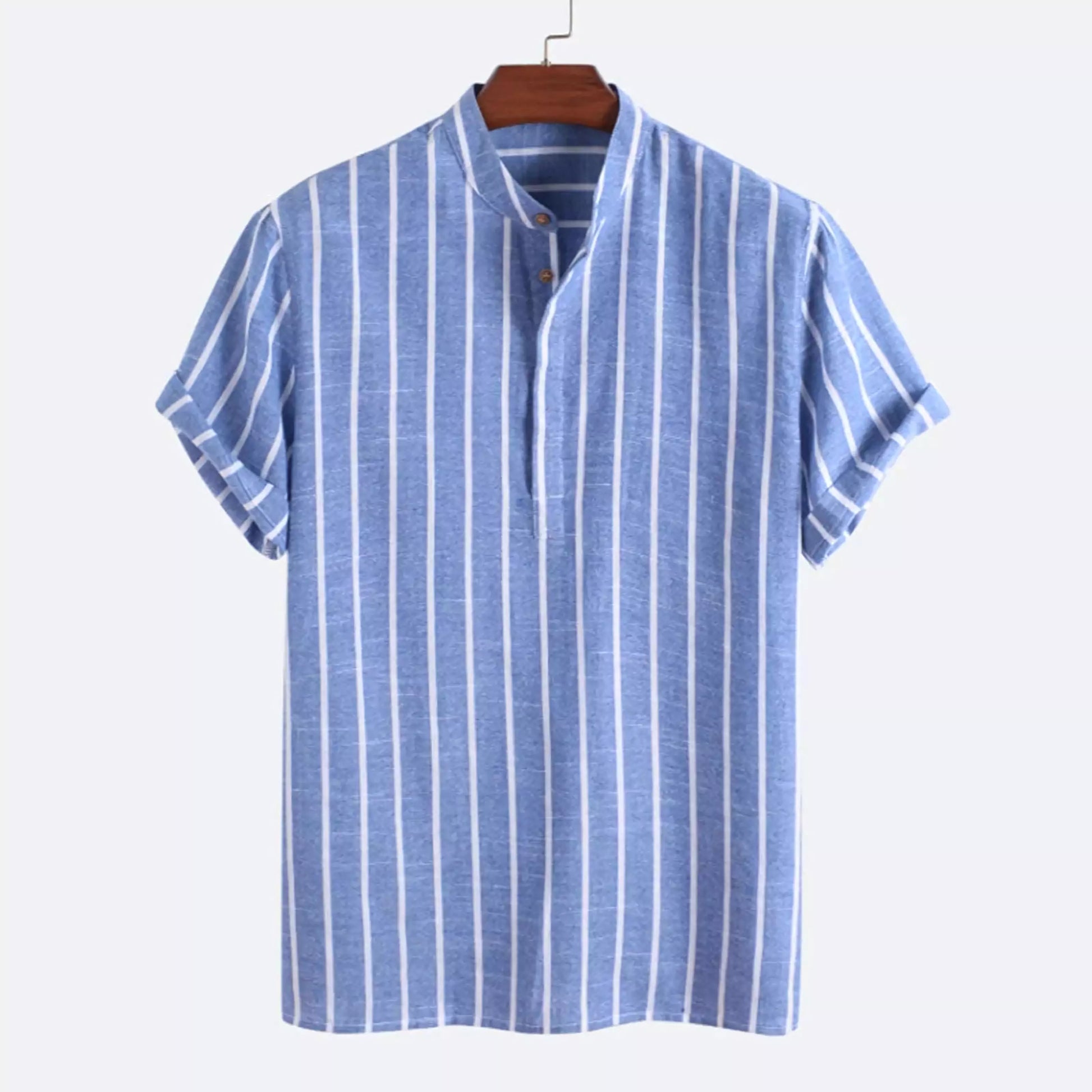 Coastal Linen Striped Short Sleeve Shirt -  #  shirt Men's Short Sleeve Linen Shirts: Coastal Striped - Old Money style 