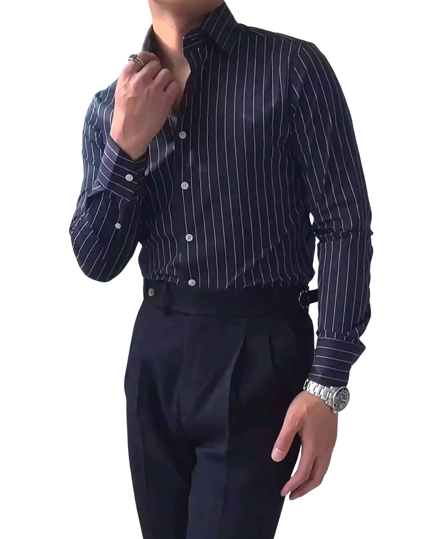 The Davies Dress Stripe Shirt - Striped long sleeve shirts in various trendy designs and colors Alex Shogun Men's Clothes