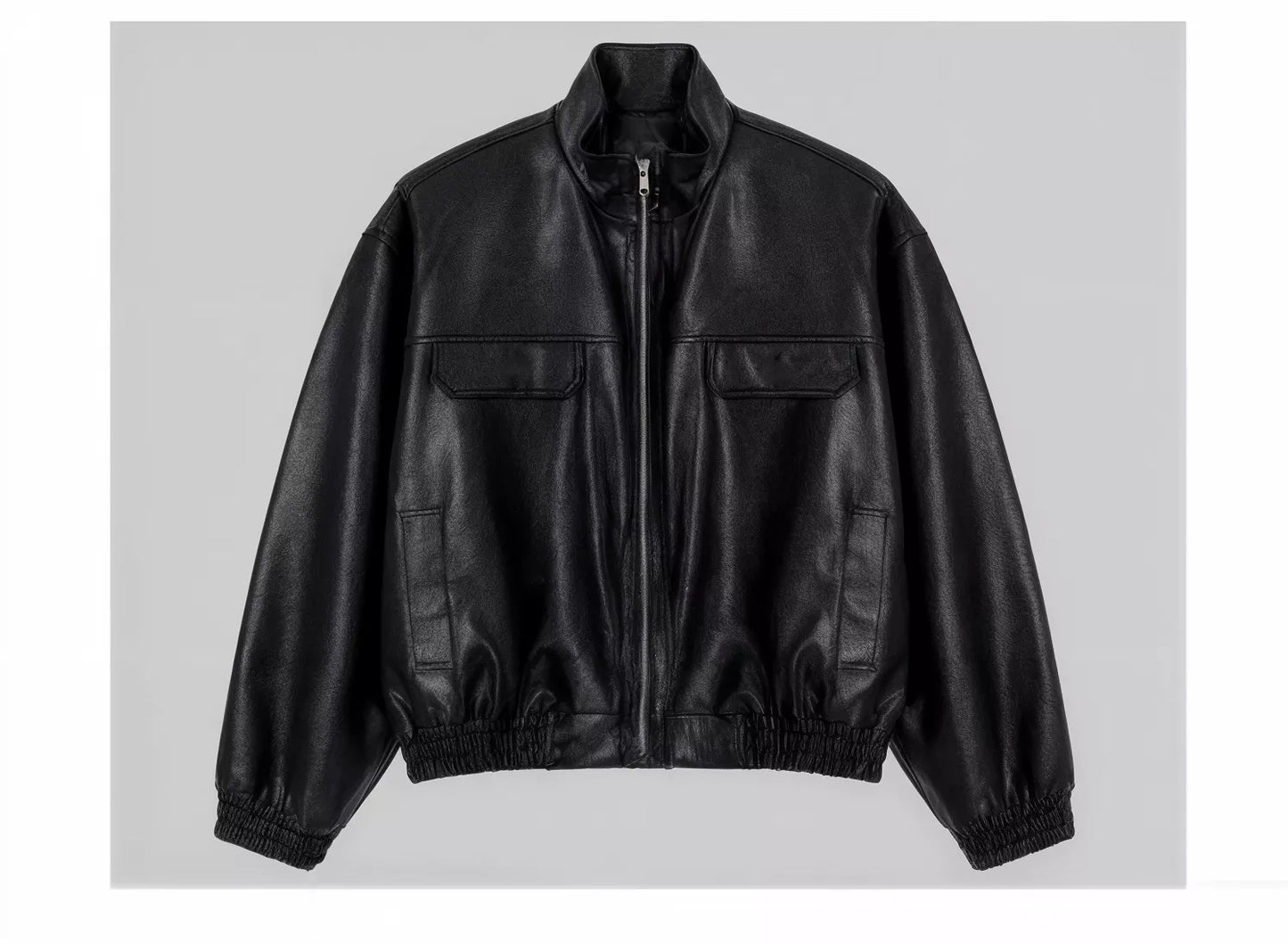 Maverick Stand Collar Leatherette Jacket - Maverick Stand Collar Leatherette Jacket Alex Shogun Men's Clothes