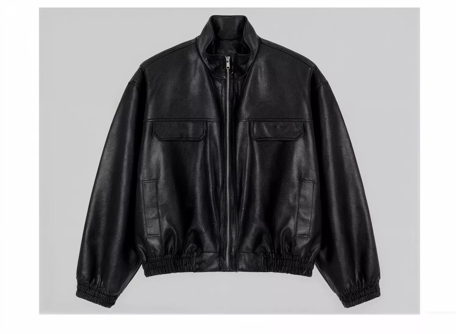Maverick Stand Collar Leatherette Jacket - Maverick Stand Collar Leatherette Jacket Alex Shogun Men's Clothes