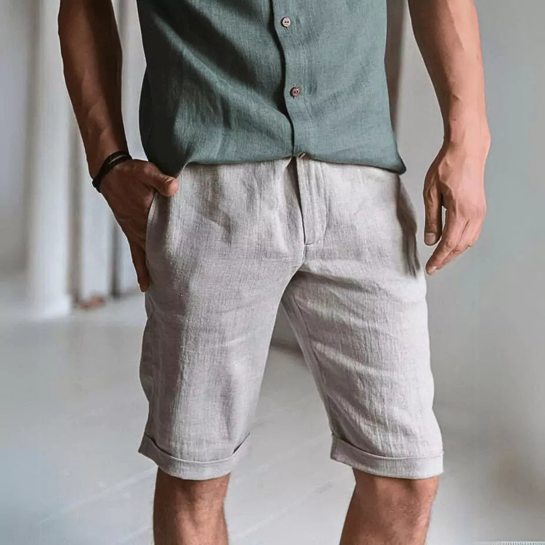 Hampton Linen Shorts - Men's Pure Linen Hampton Linen Shorts Alex Shogun Men's Clothes