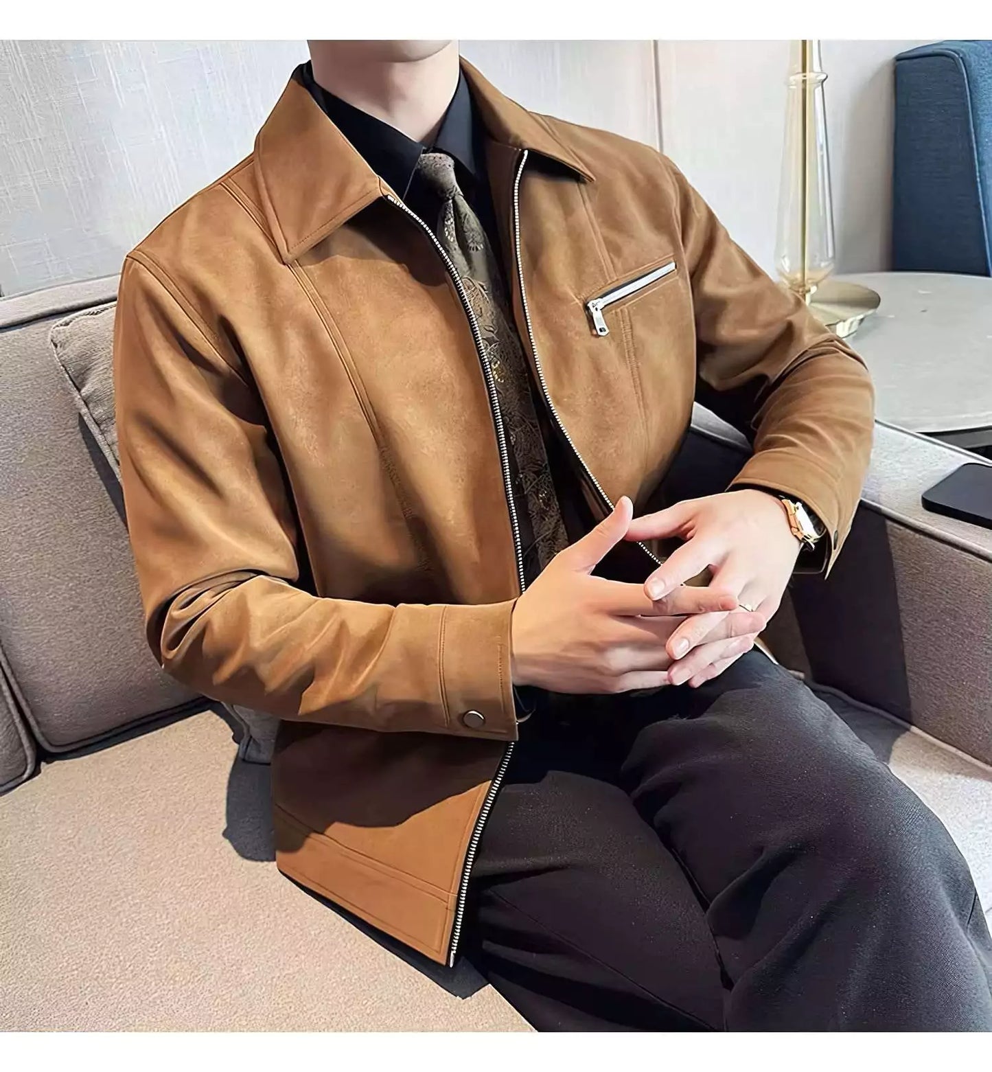 High-Grade Men's Suede Coat - High-Grade Warm Suede Coat | Suede Jacket Man | Suede Bomber Jacket Alex Shogun Men's Clothes