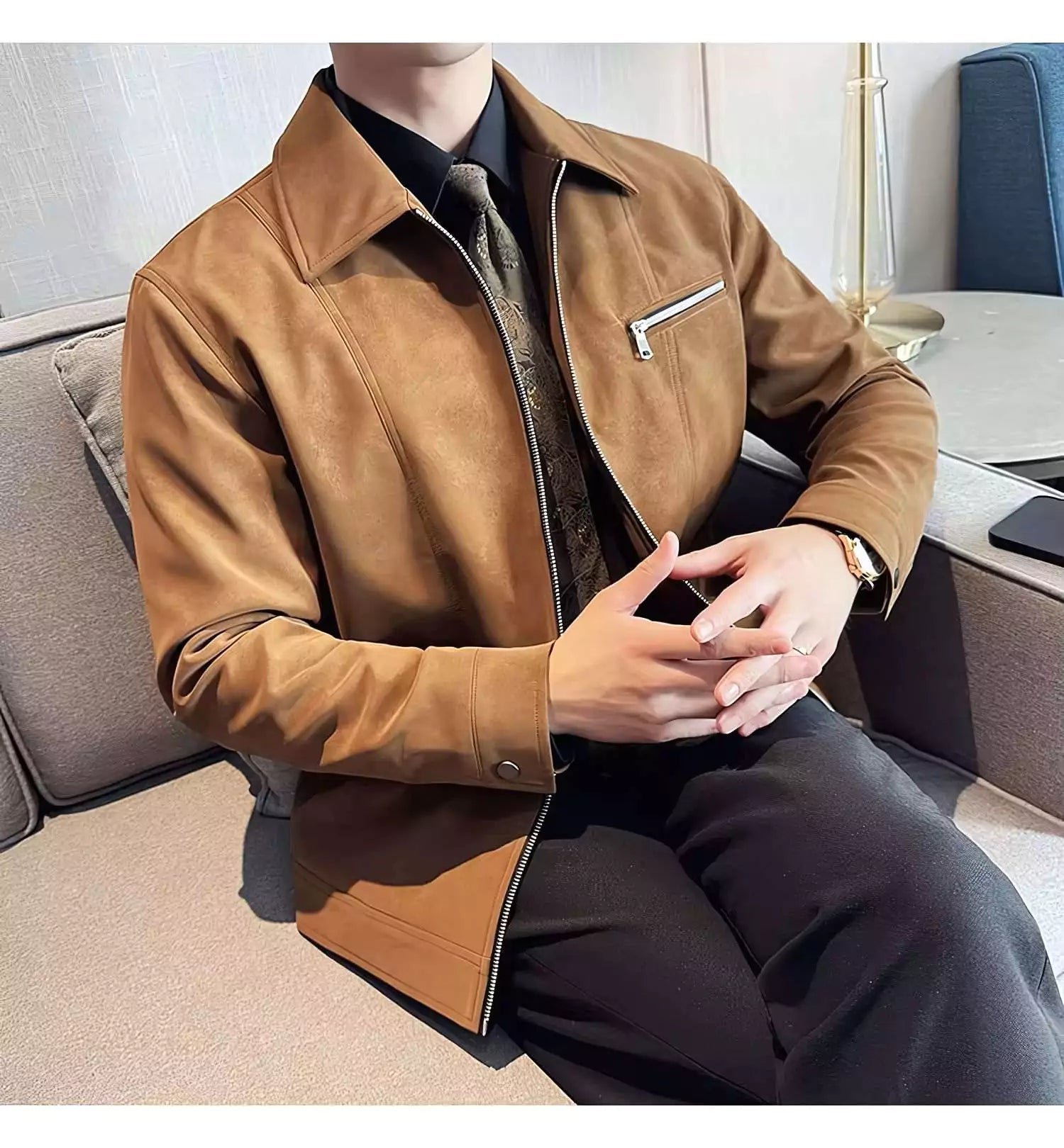 High-Grade Men's Suede Coat - High-Grade Warm Suede Coat | Suede Jacket Man | Suede Bomber Jacket Alex Shogun Men's Clothes