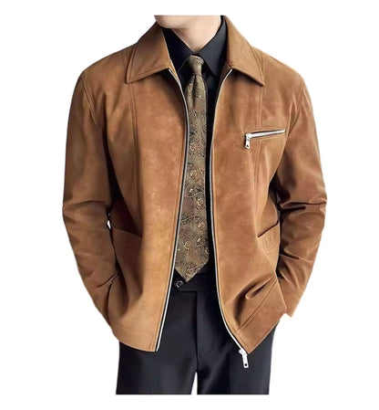 High-Grade Men's Suede Coat - High-Grade Warm Suede Coat | Suede Jacket Man | Suede Bomber Jacket Alex Shogun Men's Clothes