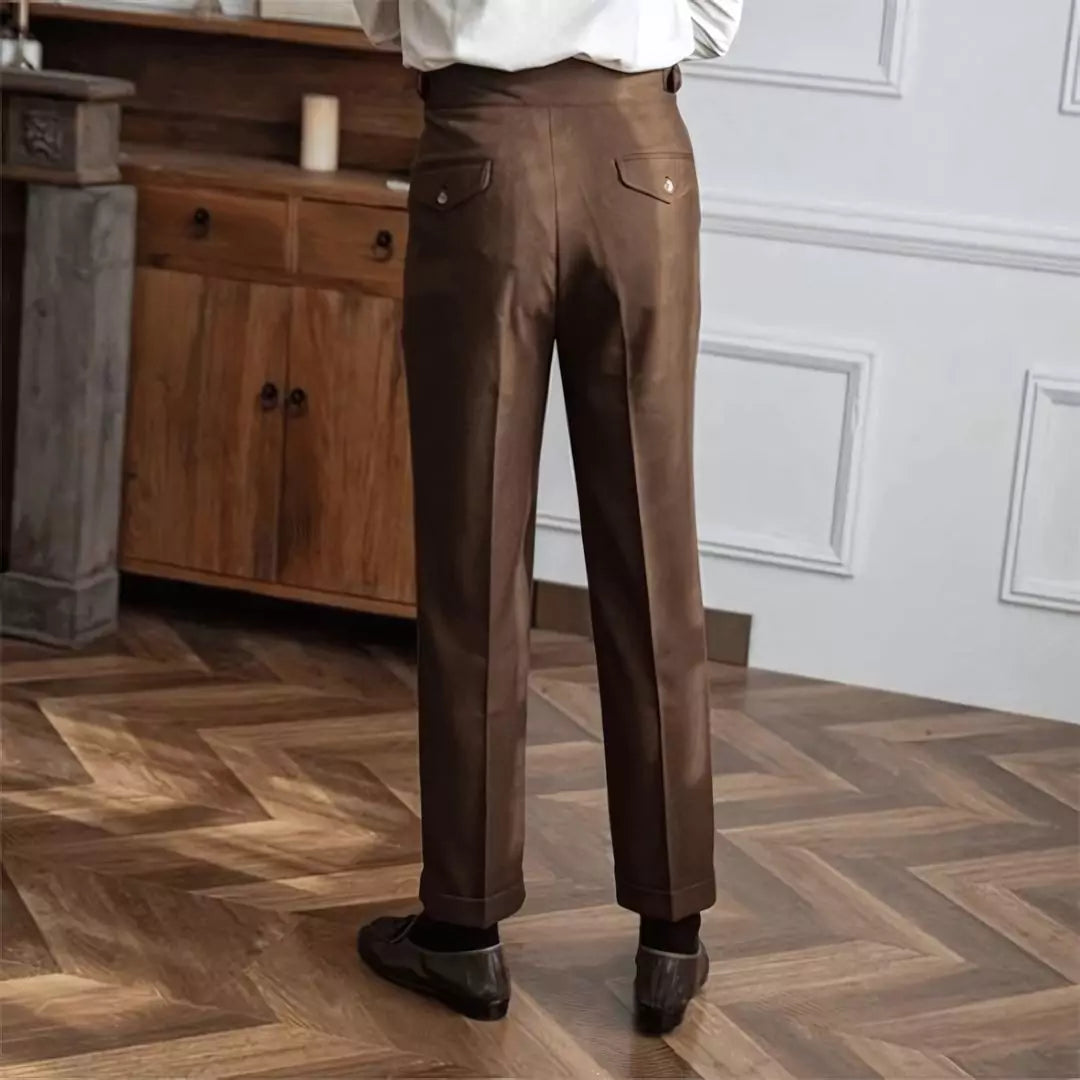 High-Waisted Cavalry Trousers -  #  pants Men's High-Waisted Cavalry Suit Trousers 