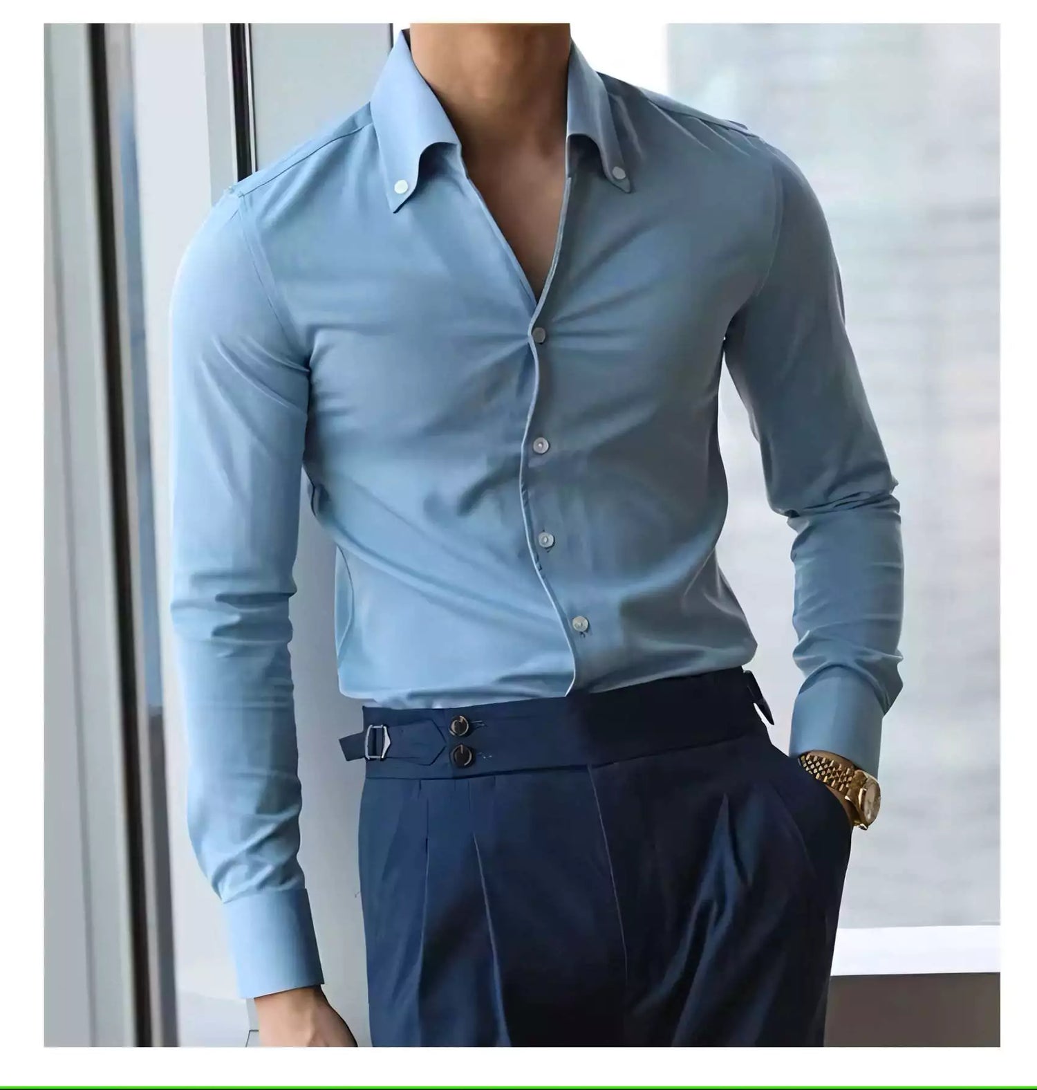 The Sartorial Slim Italian Collar Shirt -  Italian Collar Shirt: Slim Fit, Wrinkle-Free, Luxury Menswear Alex Shogun Men's Clothes