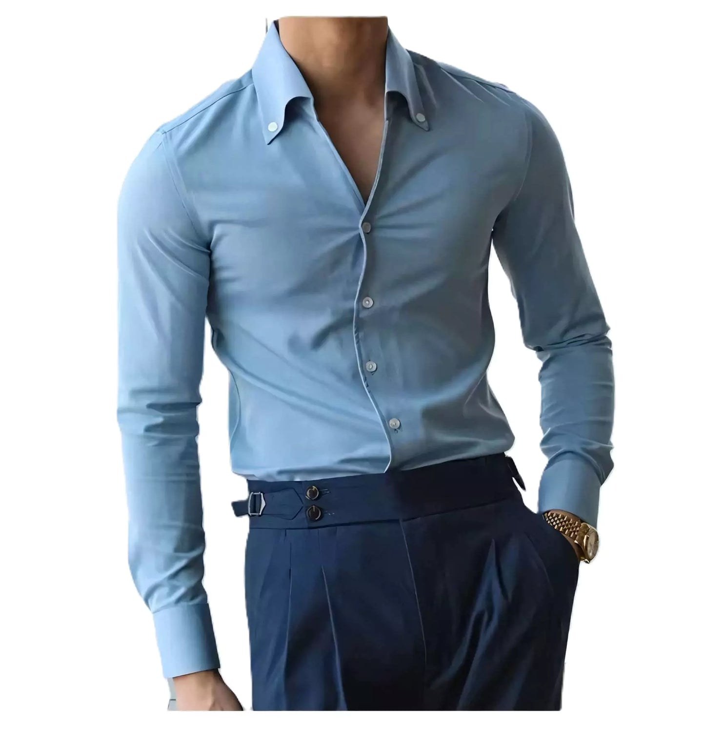 The Sartorial Slim Italian Collar Shirt -  Italian Collar Shirt: Slim Fit, Wrinkle-Free, Luxury Menswear Alex Shogun Men's Clothes