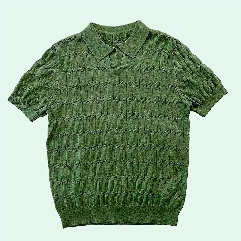 Knitted Jacquard Polo Shirt -  #  Polo Men's Slim Fit Polo Shirt - Knitted Jacquard, Breathable 