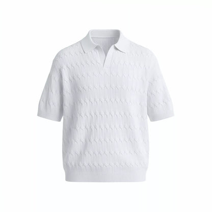 Knitted Jacquard Polo Shirt - Knitted Jacquard Polo Shirt Alex Shogun Men's Clothes
