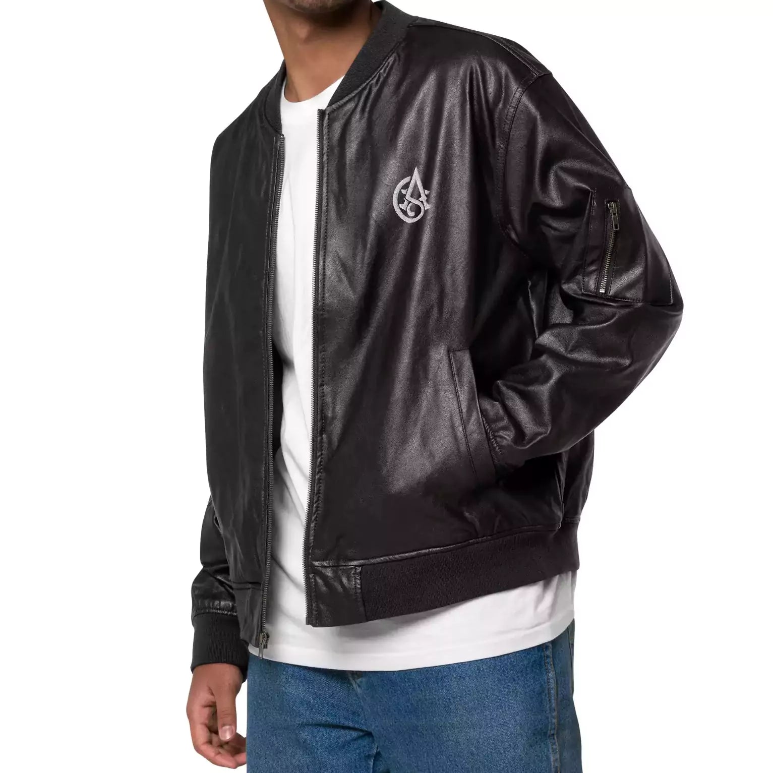Dark Emblem Leather Bomber - Mens Leather Bomber Jacket – Dark Emblem by Alex Shogun Alex Shogun Men's Clothes