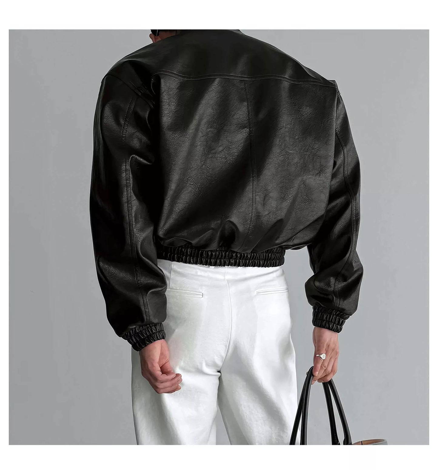 Maverick Stand Collar Leatherette Jacket - Maverick Stand Collar Leatherette Jacket Alex Shogun Men's Clothes
