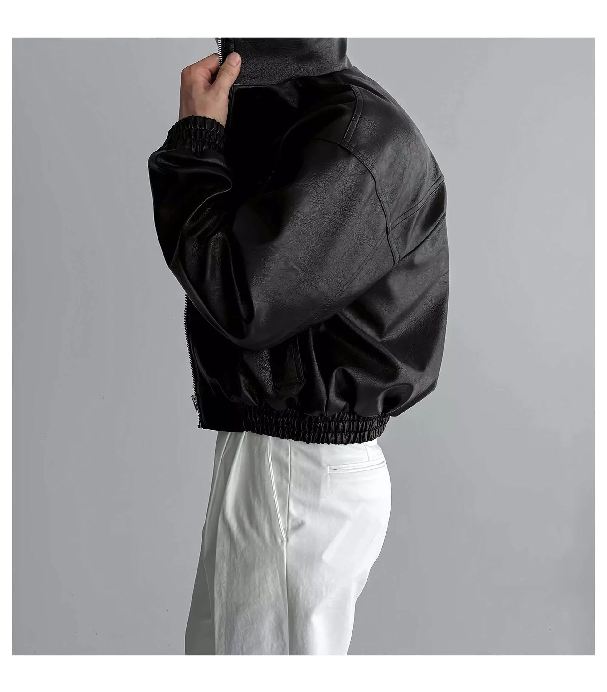 Maverick Stand Collar Leatherette Jacket - Maverick Stand Collar Leatherette Jacket Alex Shogun Men's Clothes