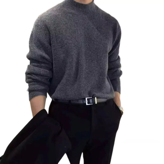 Modern Minimalist Sweater - Stay Cozy This Winter with Men's Stand Collar Sweater High-Quality Alex Shogun Men's Clothes