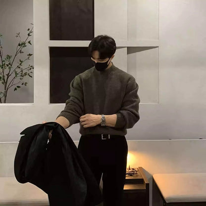 Modern Minimalist Sweater -  #  Top Stay Cozy This Winter with Men's Stand Collar Sweater High-Quality 