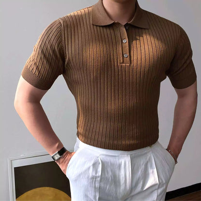 Old World Vintage Knit Polo Shirt - Old World Vintage Knit Polo Shirt Alex Shogun Men's Clothes