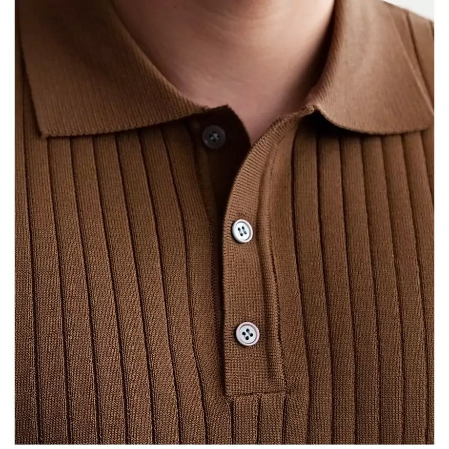 Old World Vintage Knit Polo Shirt - Old World Vintage Knit Polo Shirt Alex Shogun Men's Clothes