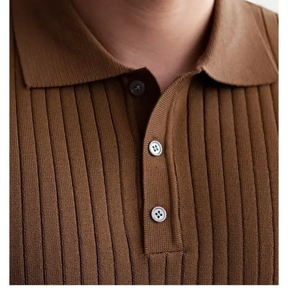 Old World Vintage Knit Polo Shirt - Old World Vintage Knit Polo Shirt Alex Shogun Men's Clothes