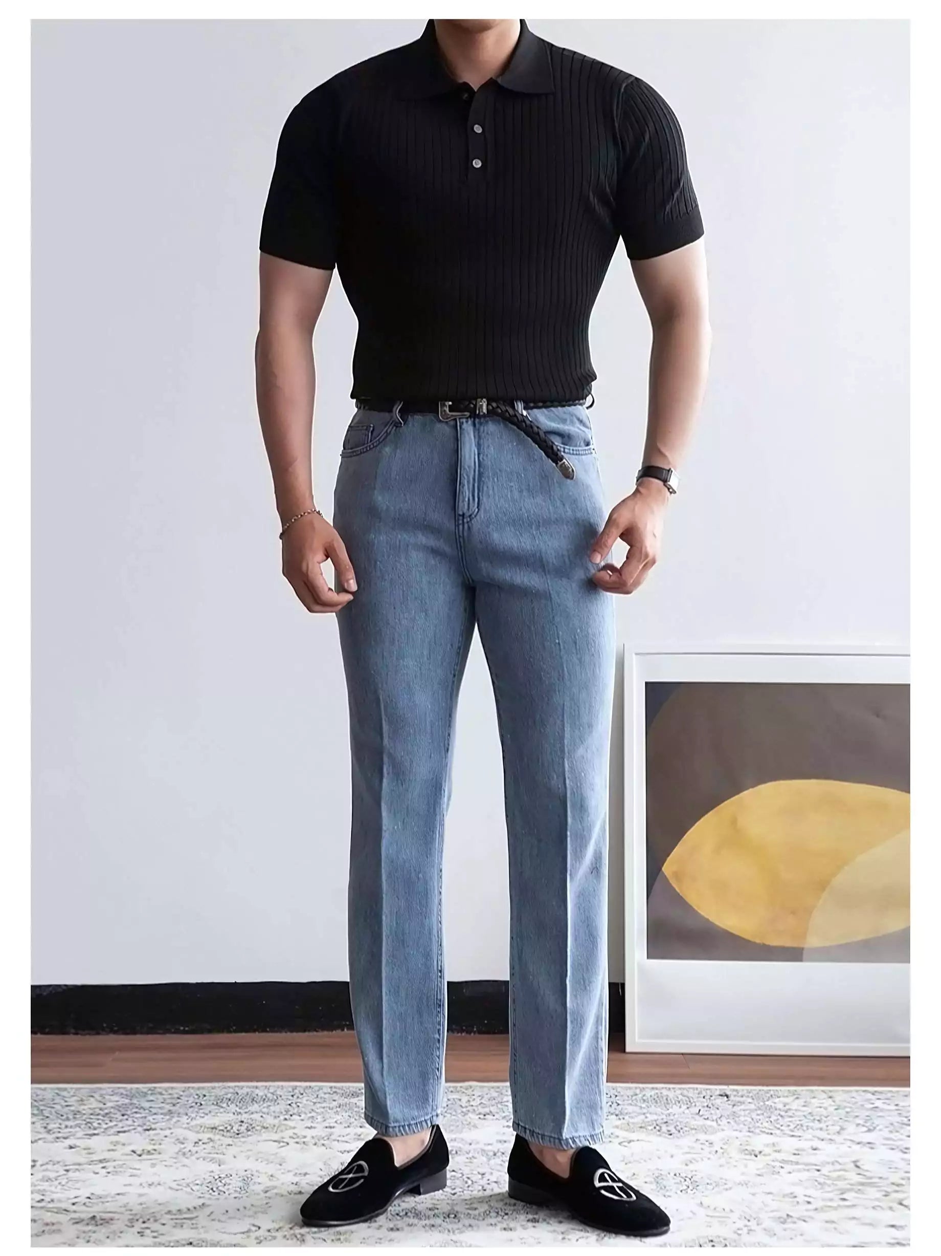 Old World Vintage Knit Polo Shirt - Old World Vintage Knit Polo Shirt Alex Shogun Men's Clothes