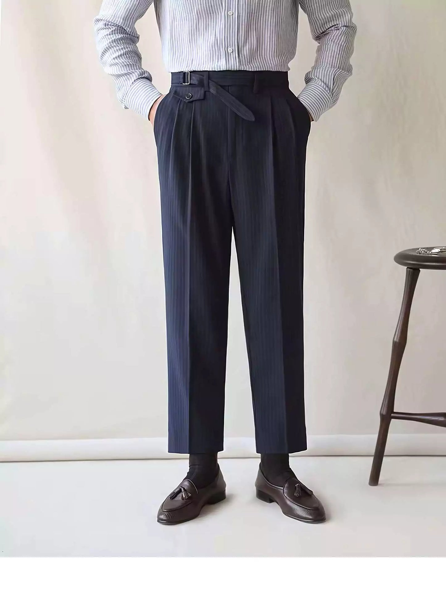 Opulent Stripe-Trousers - Opulent Stripe Trousers | Timeless Elegance, Striped Pants Alex Shogun Men's Clothes