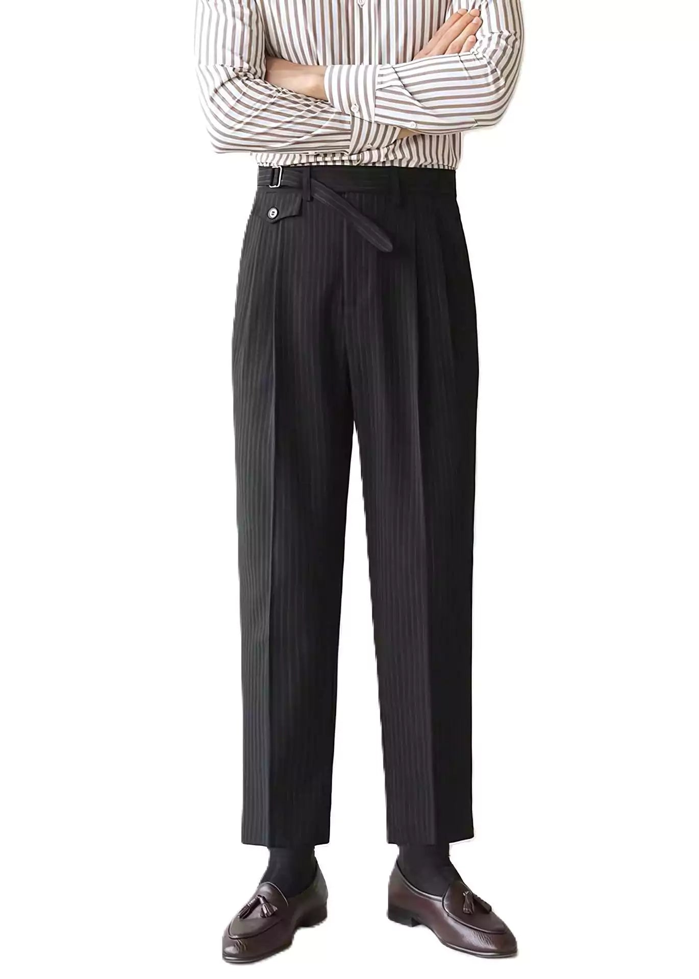 Opulent Stripe-Trousers - Opulent Stripe Trousers | Timeless Elegance, Striped Pants Alex Shogun Men's Clothes