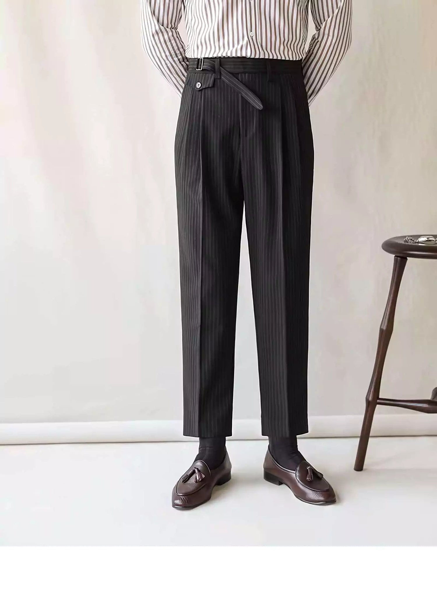 Opulent Stripe-Trousers - Opulent Stripe Trousers | Timeless Elegance, Striped Pants Alex Shogun Men's Clothes