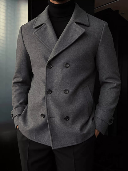 Wool Blend Pea Coat – Double-Breasted Coat